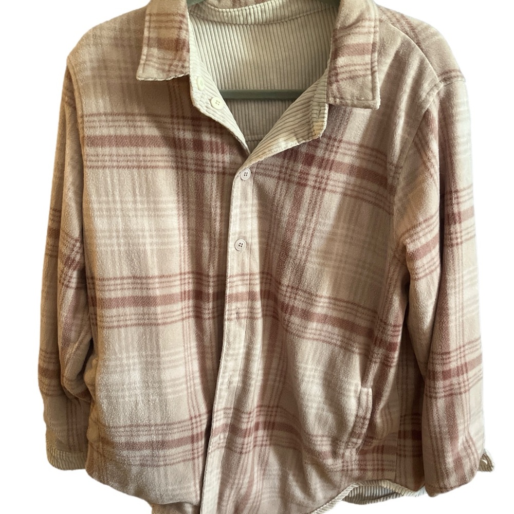 Love Tree Cream and light pink reversible Shirt Jacket